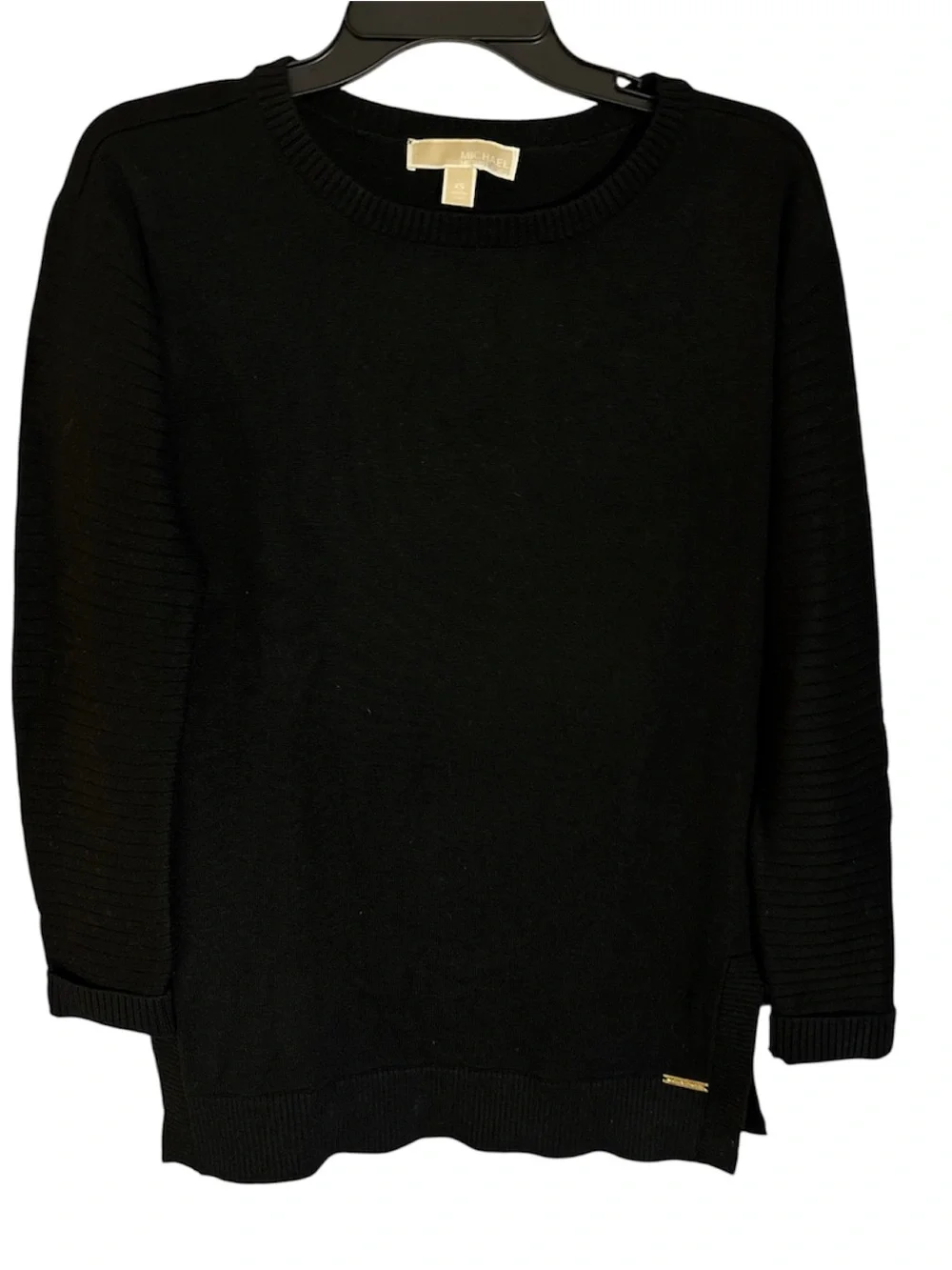 Michael Kors Crew Neck Textured Pullover with Logo Tag